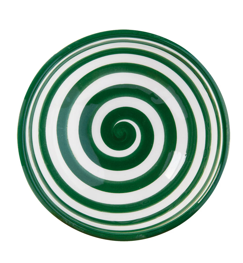 Easy Life  Håndmalet keramikskål, Verde Spirale - Ø12 cm
