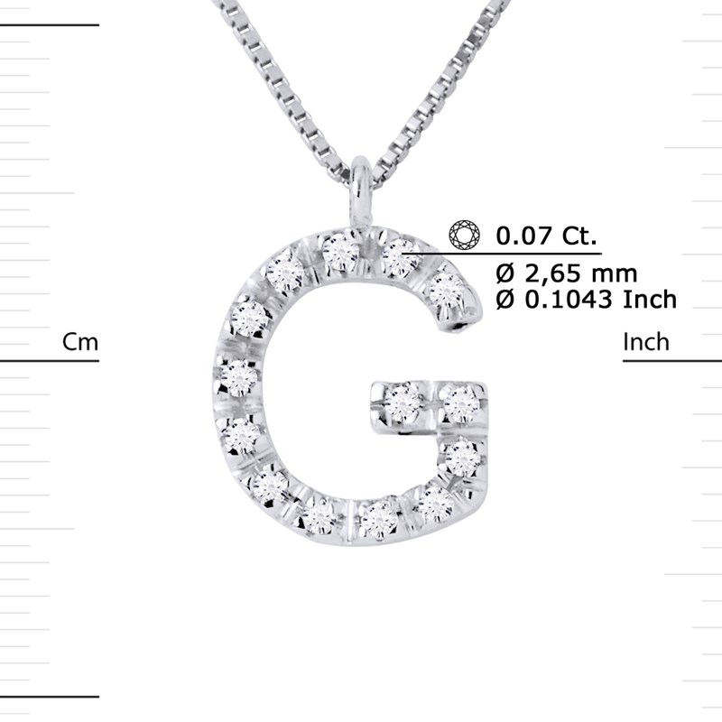 Collier ALPHABET Diamants 0,07 Cts  LETTRE 