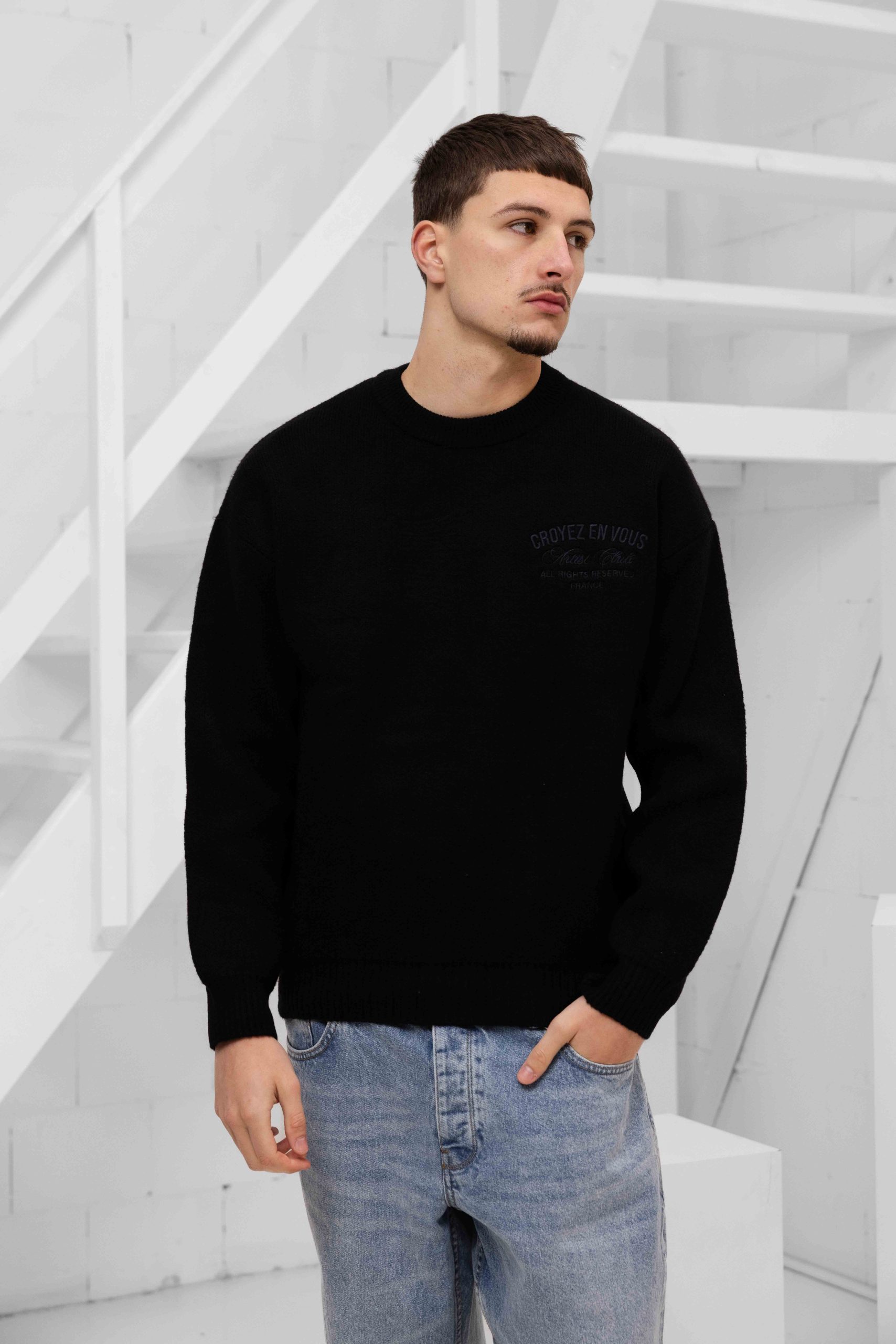 Croyez 'En Vous' Knit Sweater Heren Zwart