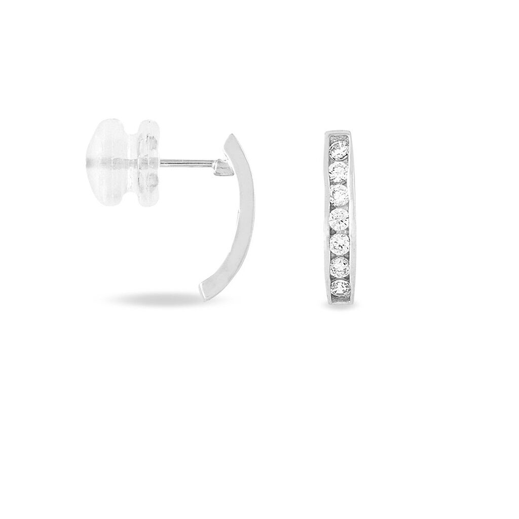 Créoles Jacoba Rondes Or Blanc Oxyde De Zirconium