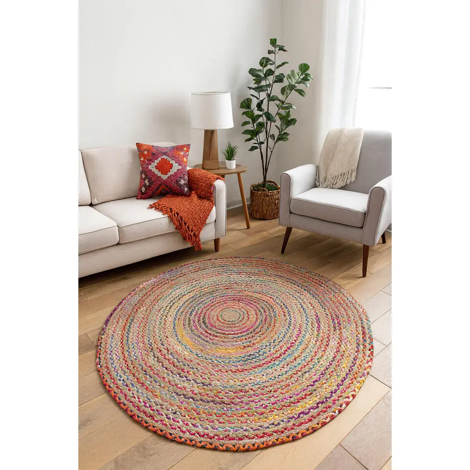 Dutch Lifestyle - Jute - Vloerkleed - 200x200 - Multikleur