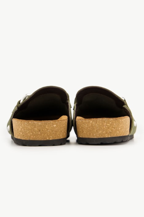 Leder-Mules, Pantoletten, Zierkette, Lederfutter, Weite H