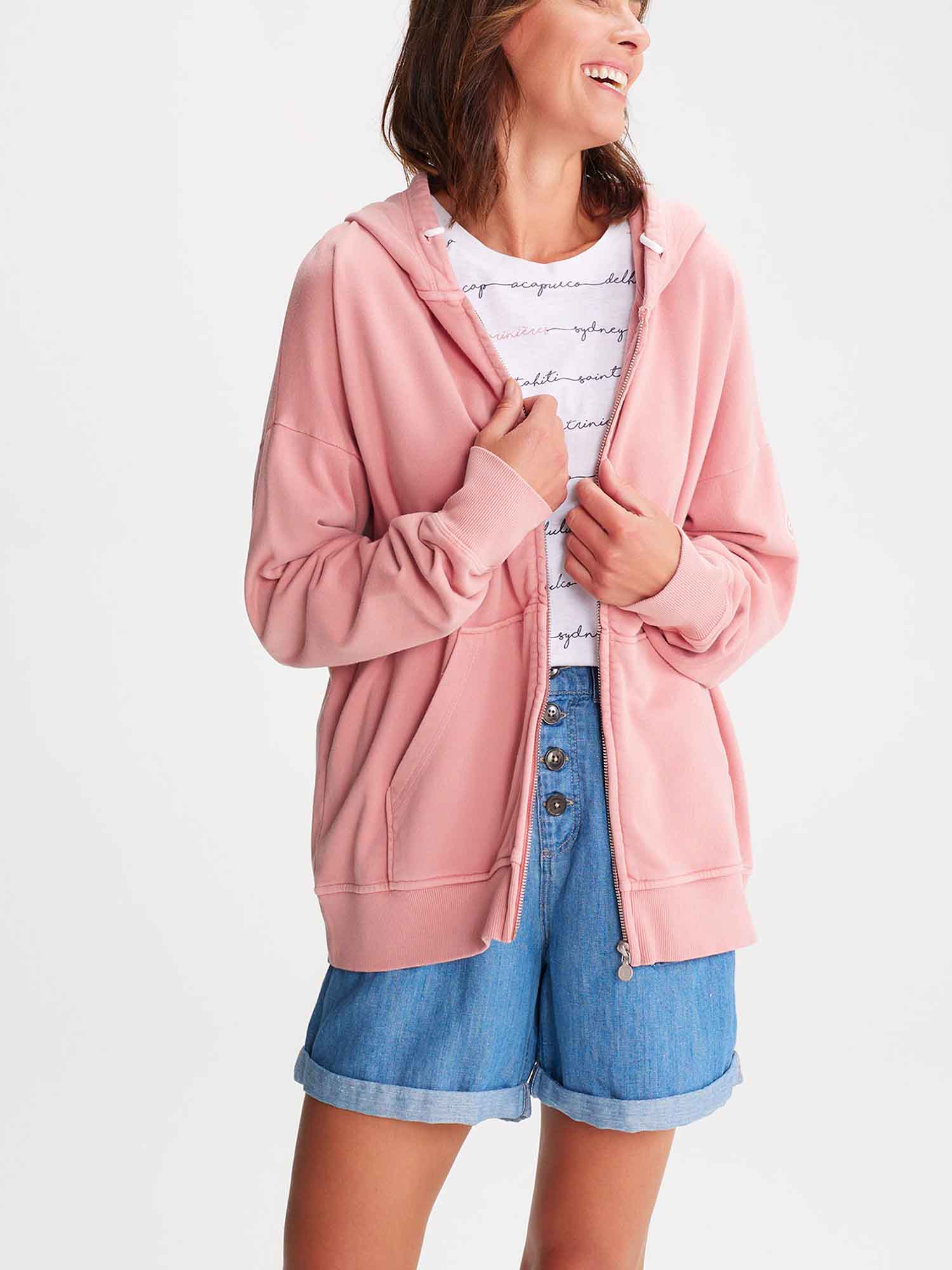 Gilet Zippé Femme Molletonné Rose