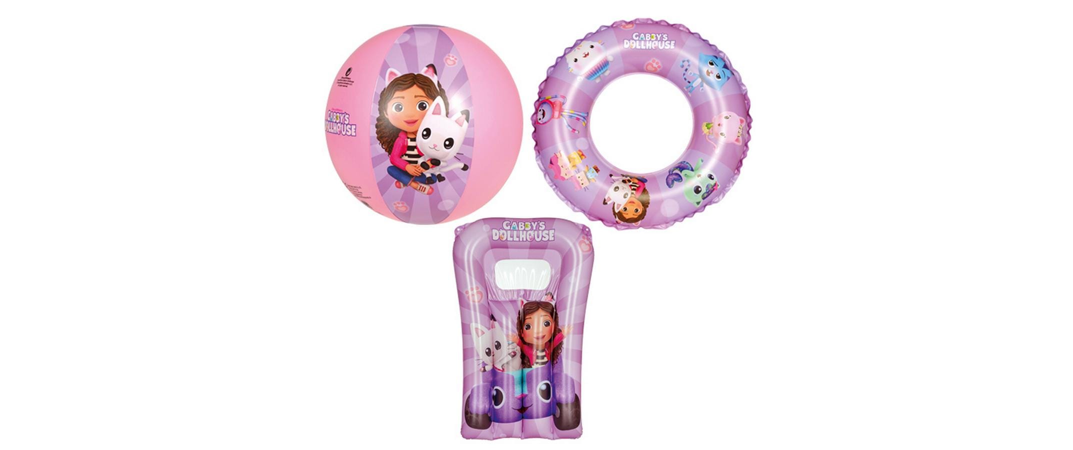 Gabby's Dollhouse Strandset 3-teiligAufblasbares Set für den Pool, im Schwimmbad oder am Strand