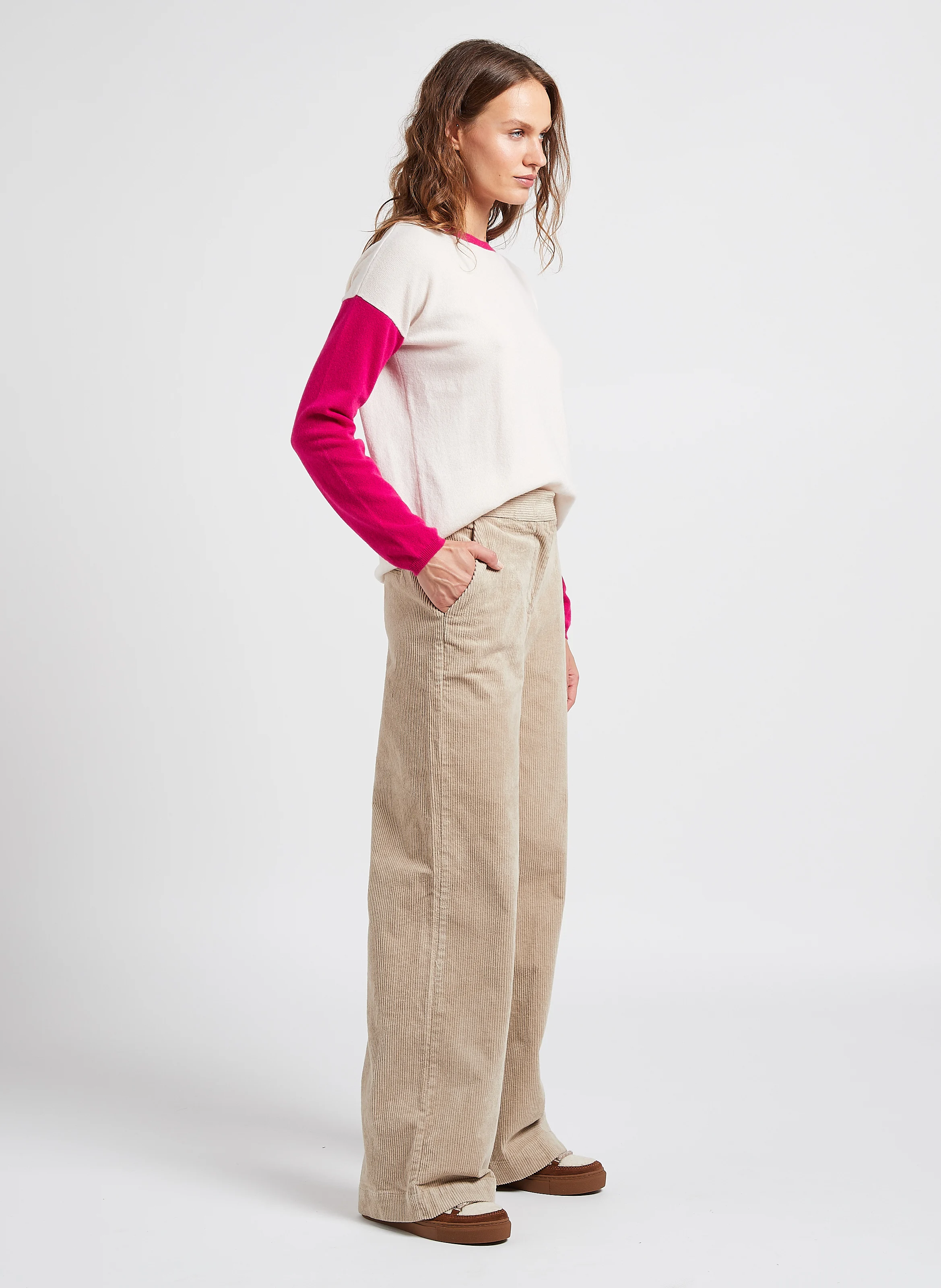 Pull ample col rond en cachemire | Multicolore