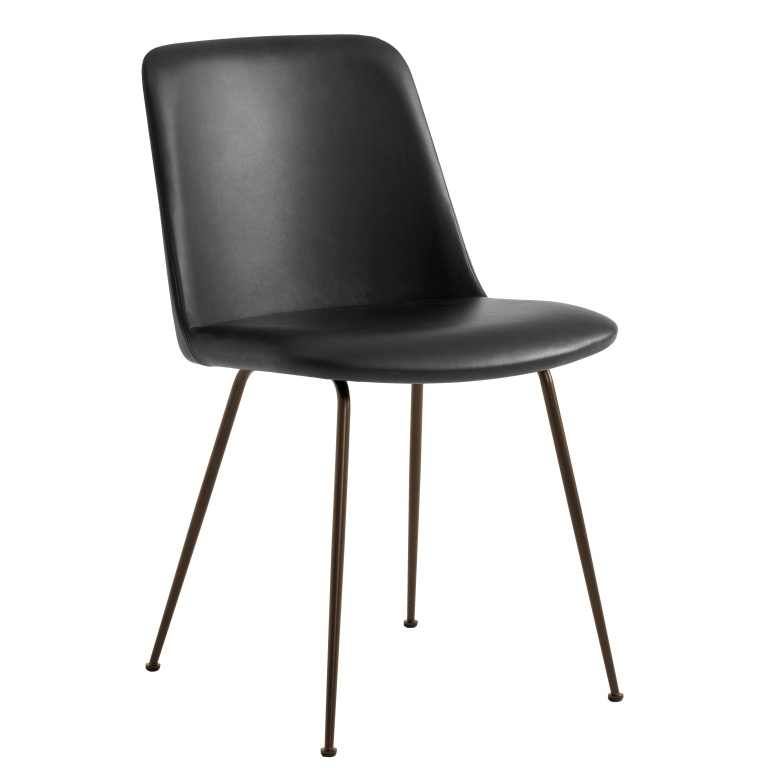 &tradition Rely HW8 gestoffeerde stoel Black Silk Leather