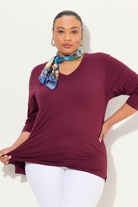 Shirt, V-Ausschnitt, Relaxed, Langarm