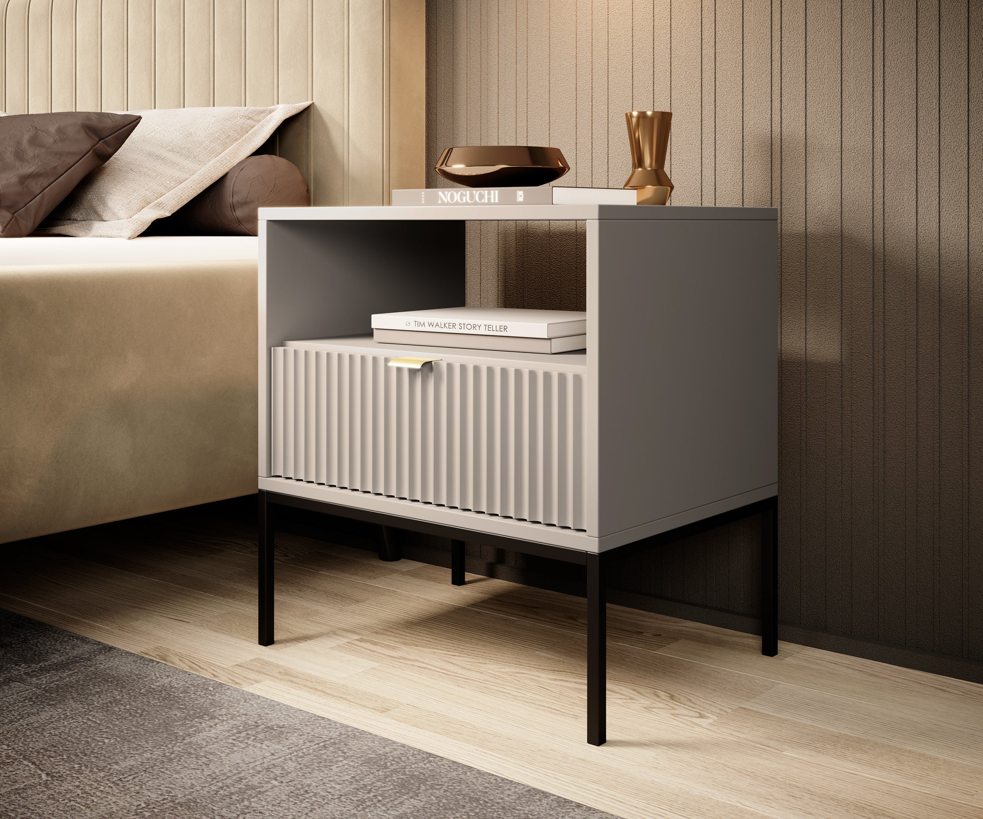 Navil - Nachtkastje - Beige - 54x39x56 cm