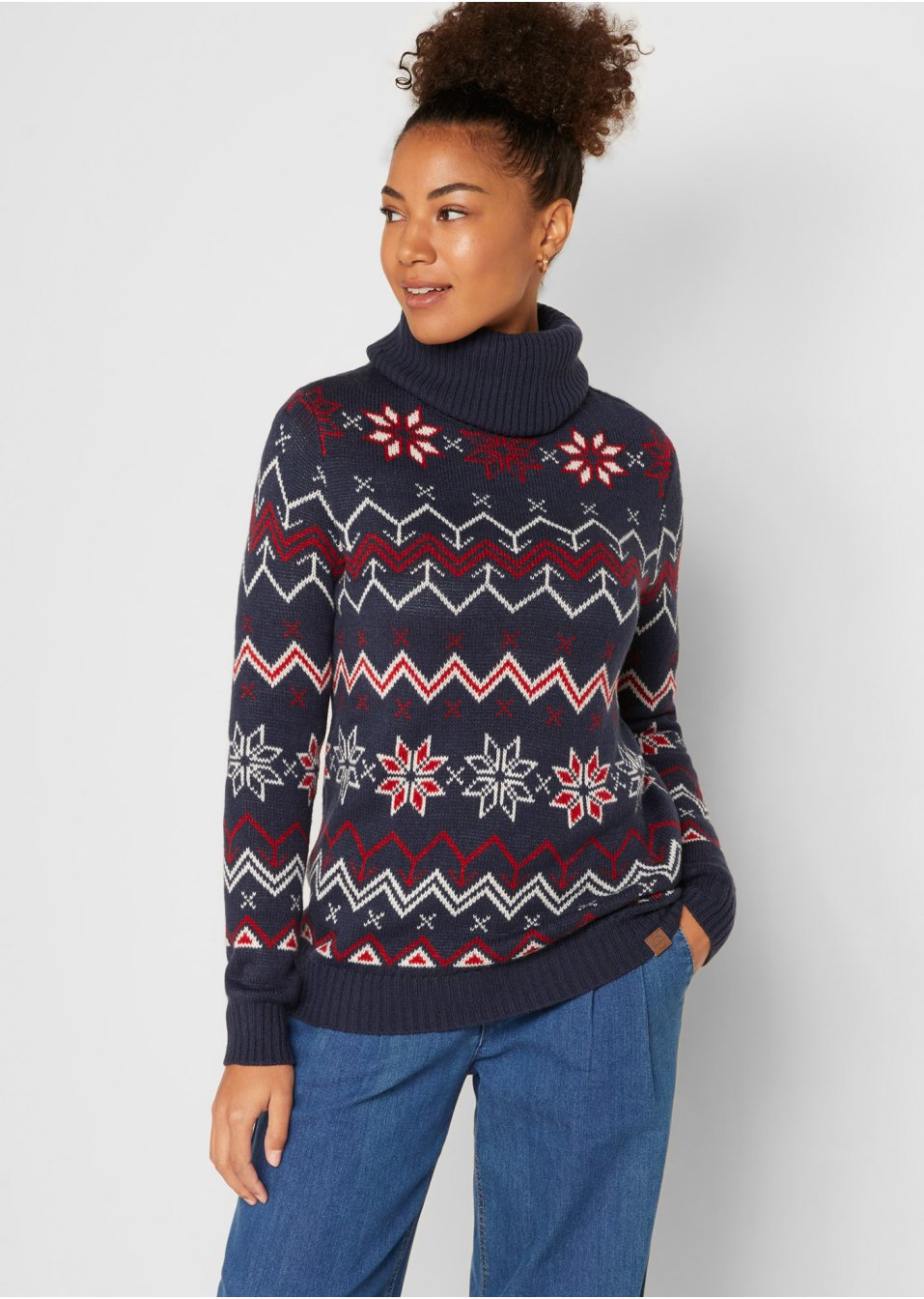 Pull col roulé avec motif norvégien