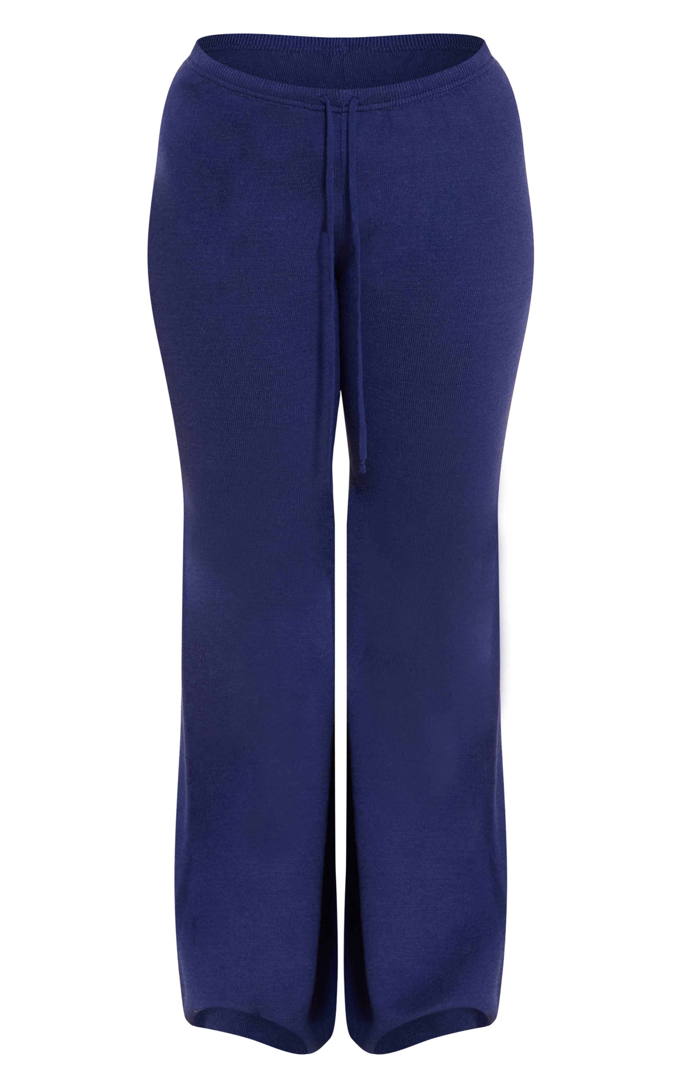 Bleu Marine Pantalon Taille Nouée En Maille Shape