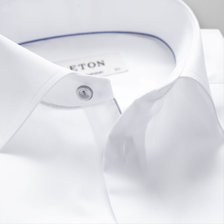 ETON White Twill Shirt Grey Details - Contemporary Fit Hvid