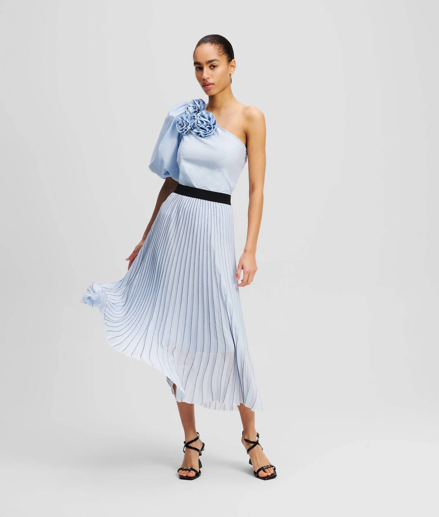 JUPE PLISSÉE MAXI - Bleu Kentucky