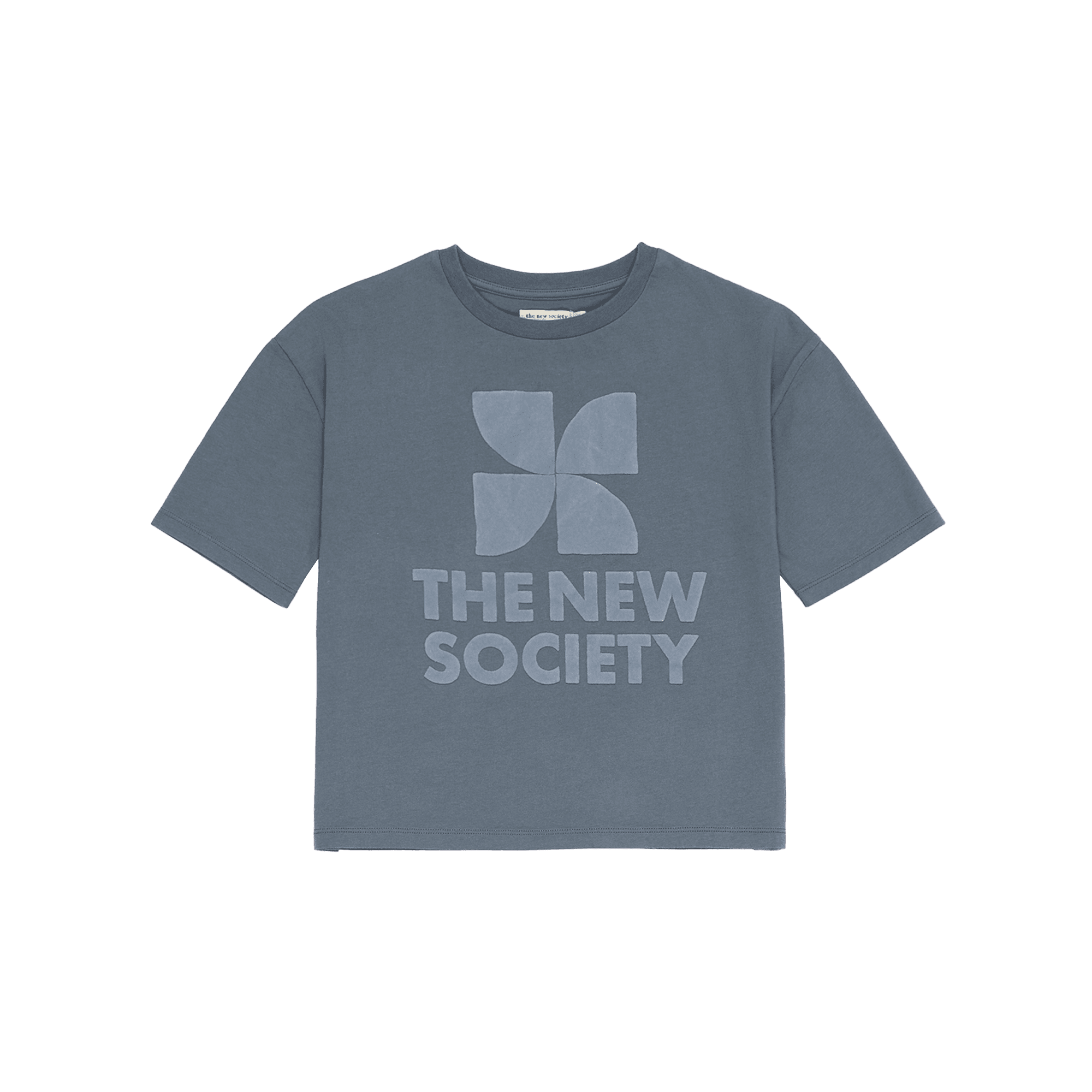 AMARA - Tee-shirt droit col rond en coton sérigraphié | Bleu
