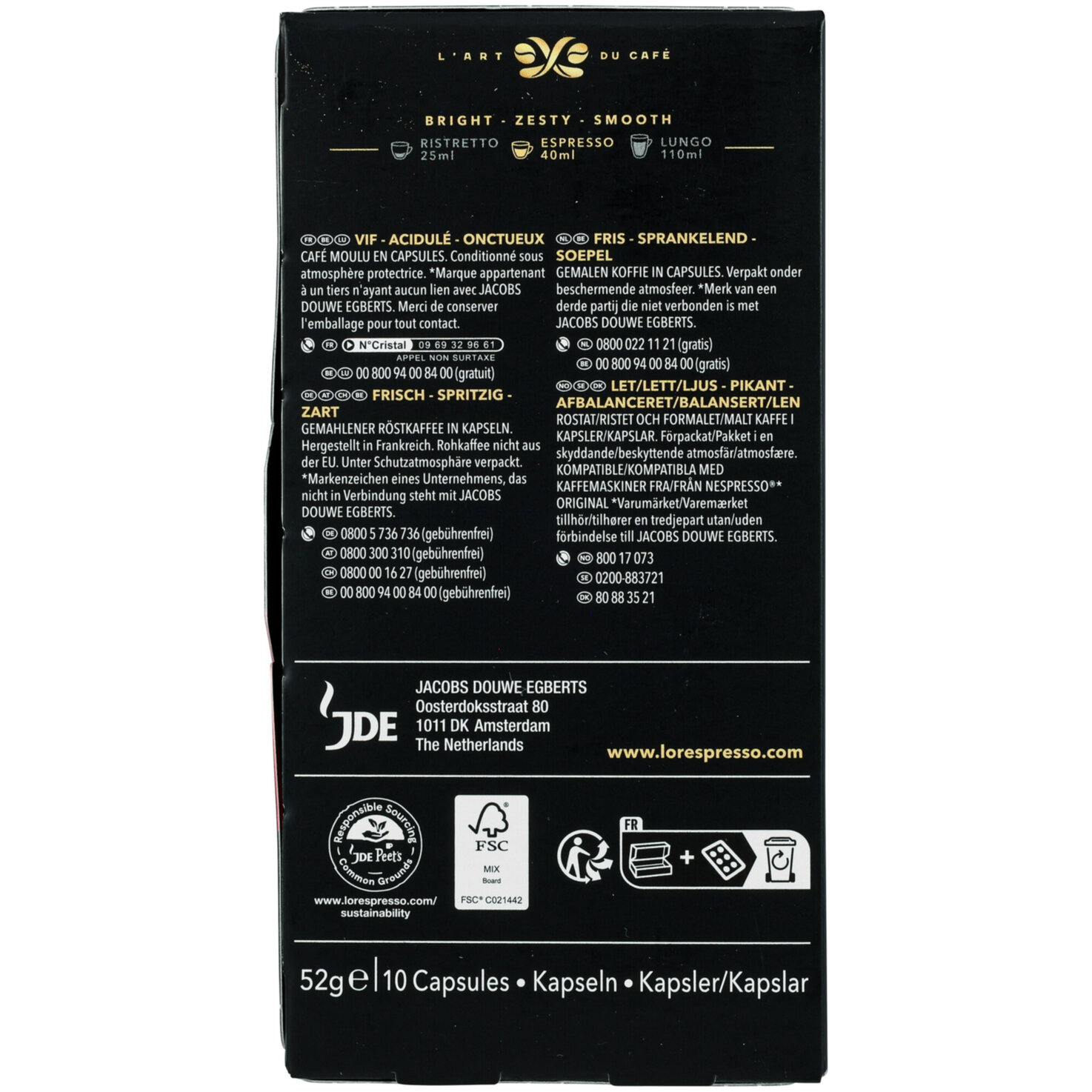 L'Or Kaffeekapseln Espresso 7 Splendente Aluminium 10 Stück - kompatibel System Nespresso®