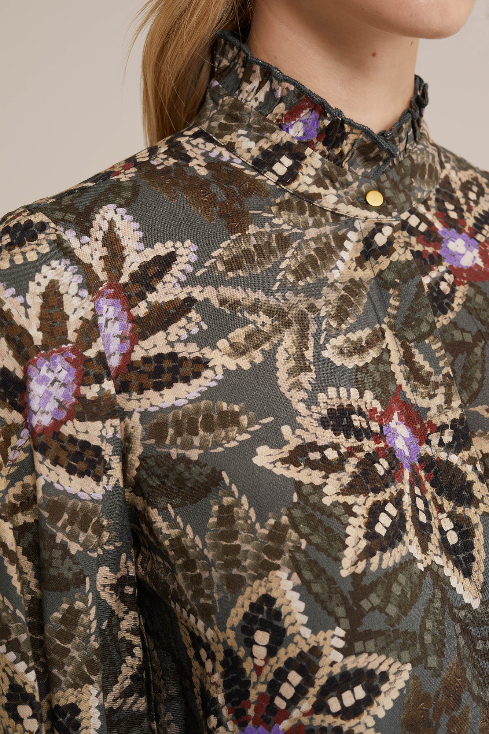 blouse met dessin WE Fashion Donkergroen