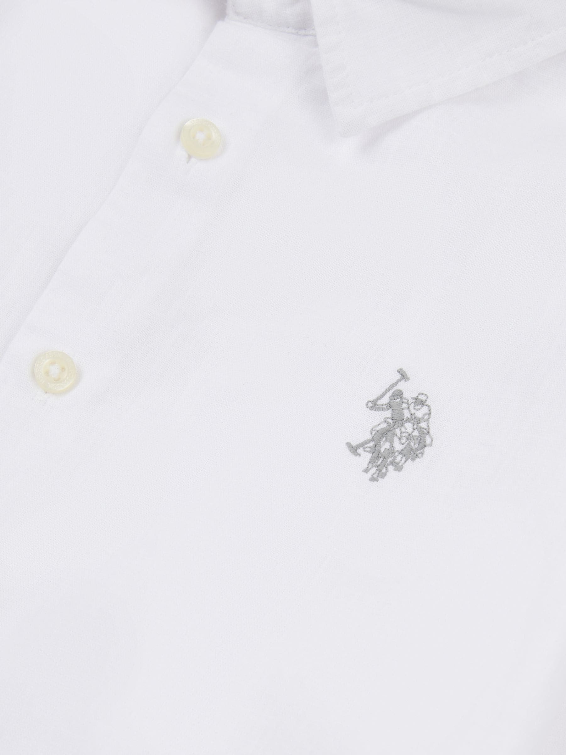 Wit - U.S. Polo Assn. Overhemd van gemengd linnen