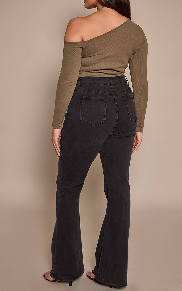 Noir Jean Denim Évasé Plus