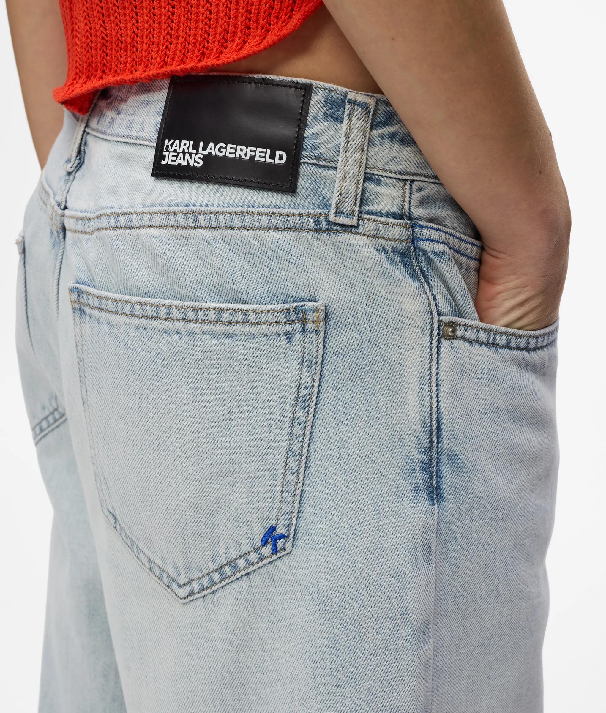 Ontspannen lange denim korte broek