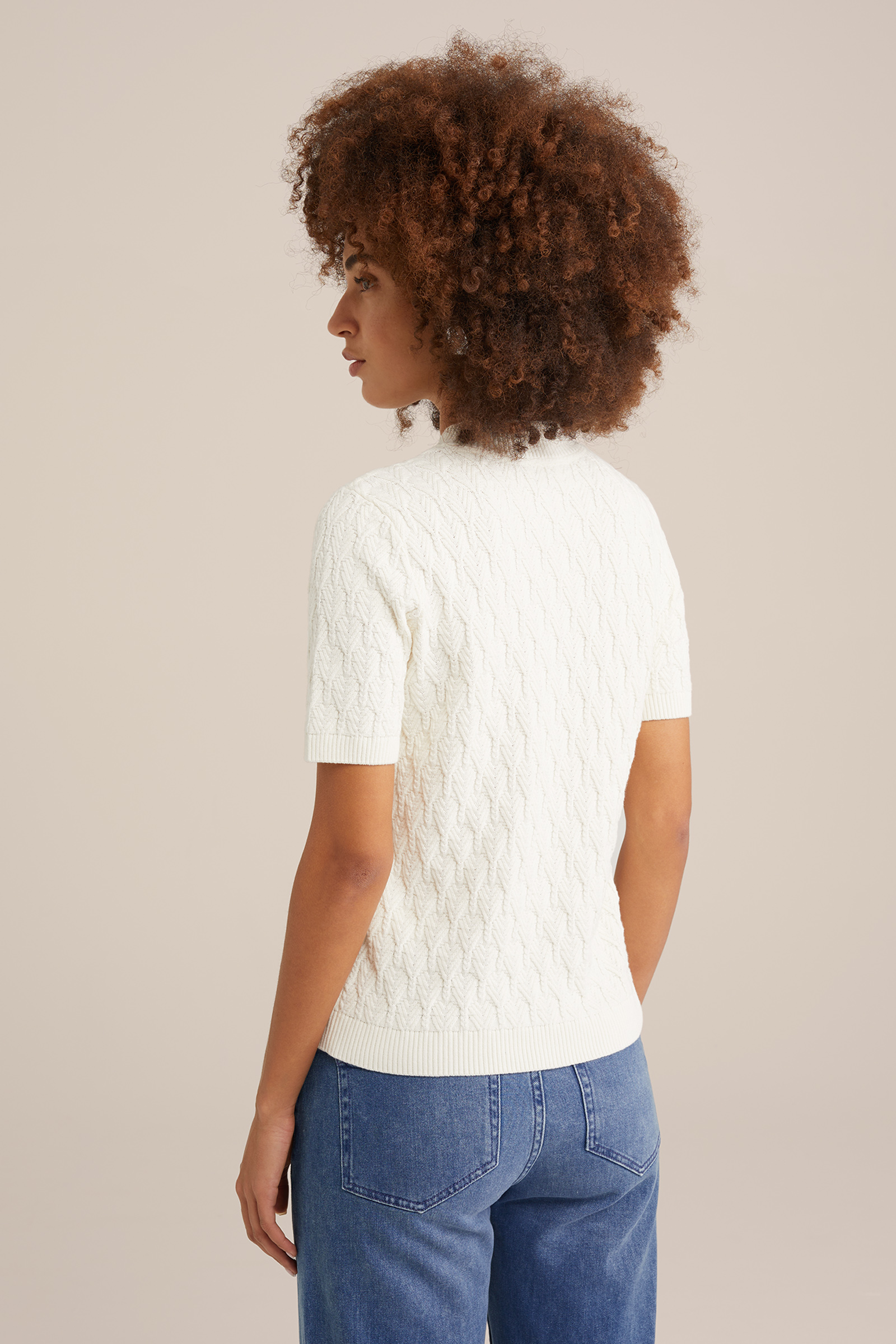trui met structuur WE Fashion Gebroken wit