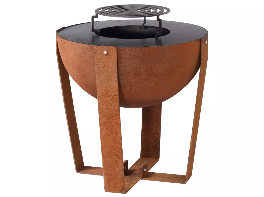 Barbecue plancha brasero 3 en 1 en acier Corten - L70 x H80 x P70 cm - GREZIO