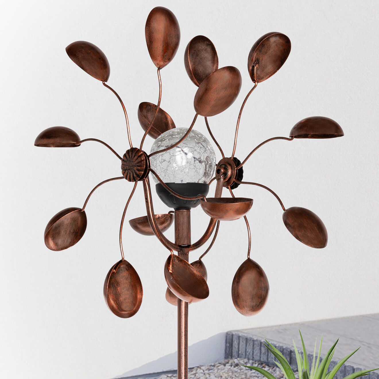 Pratik Garden Eolienne décorative Solaire bronze - 36x18.5x175?cm