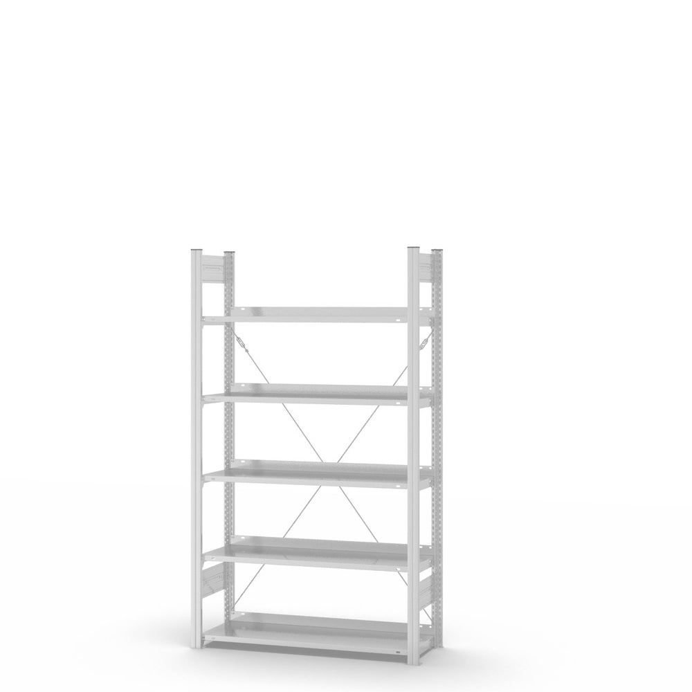 Archiefkast PROREGAL, insteeksysteem, T-profiel, basiselement, HxBxD 175 x 100 x 30 cm, 5 legborden, legbordbelasting 60 kg, eenzijdig toegankelijk, lichtgrijs