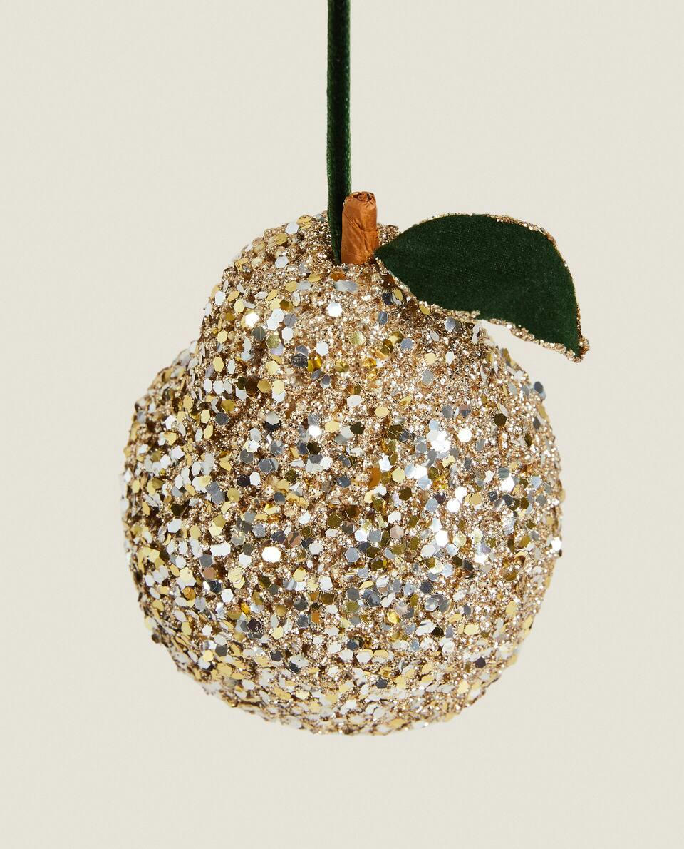 DECORAÇÃO DE PÊRA NATALINA COM BRILHO