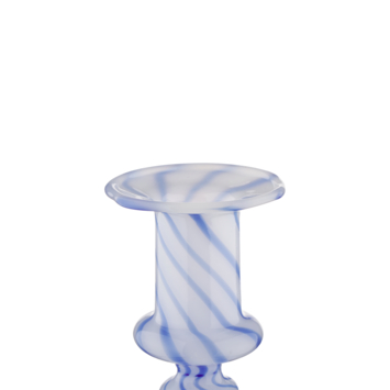 Kandelaar glas blauw wit 11x11x14cm