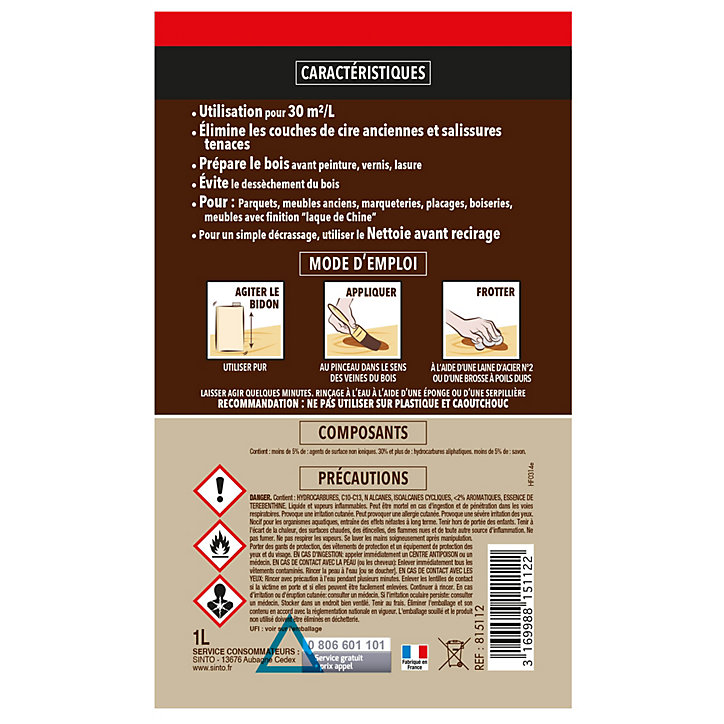 Décapant cire extra fort Sintobois 1L
