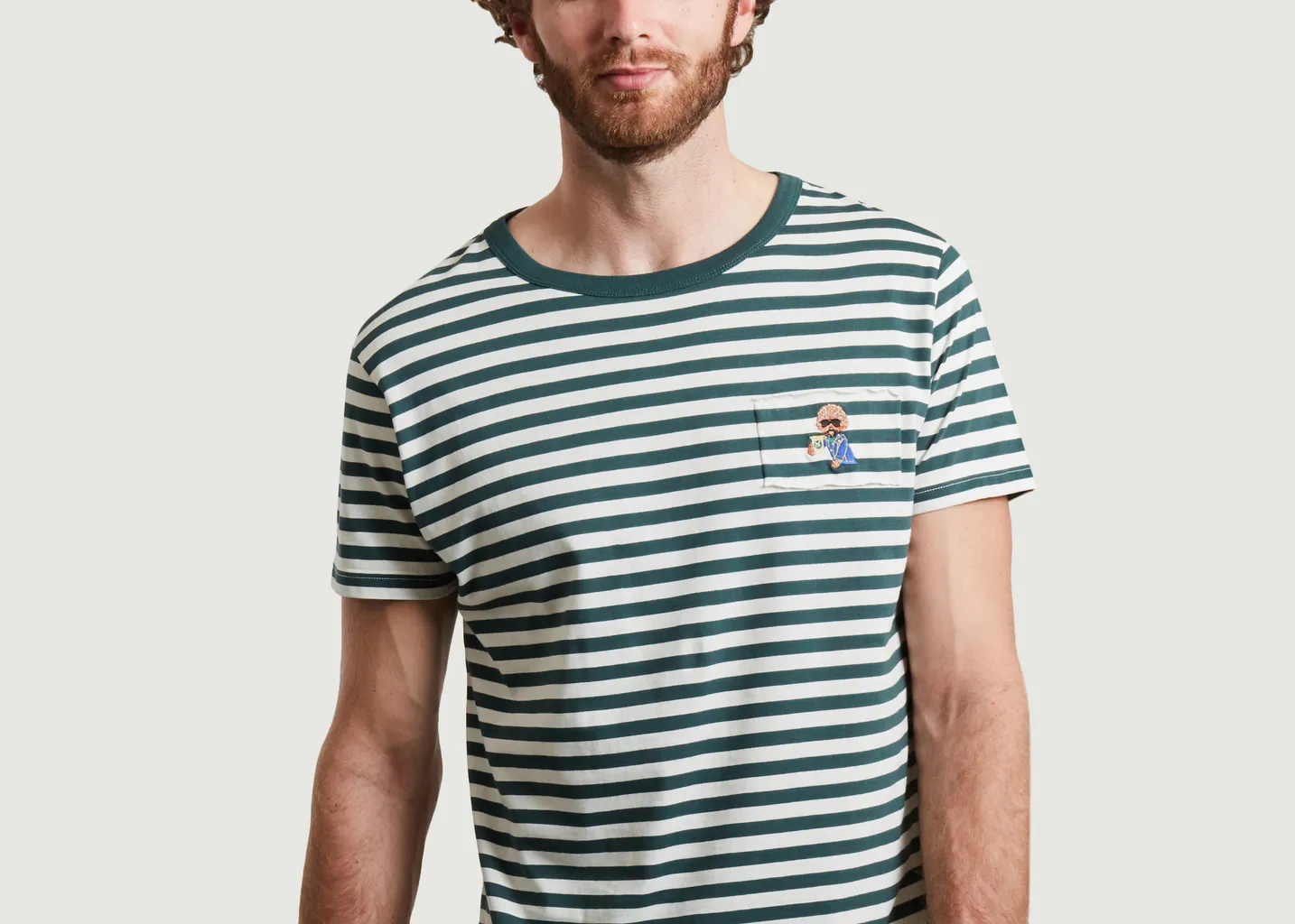 T-shirt rayé avec broderie chien Maison Labiche