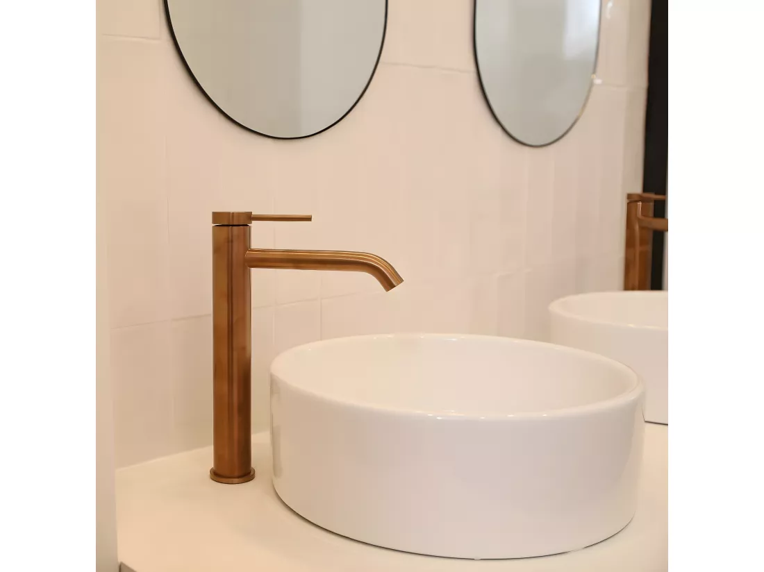 Lollipop mitigeur lavabo haut cuivre brossé - Essebagno