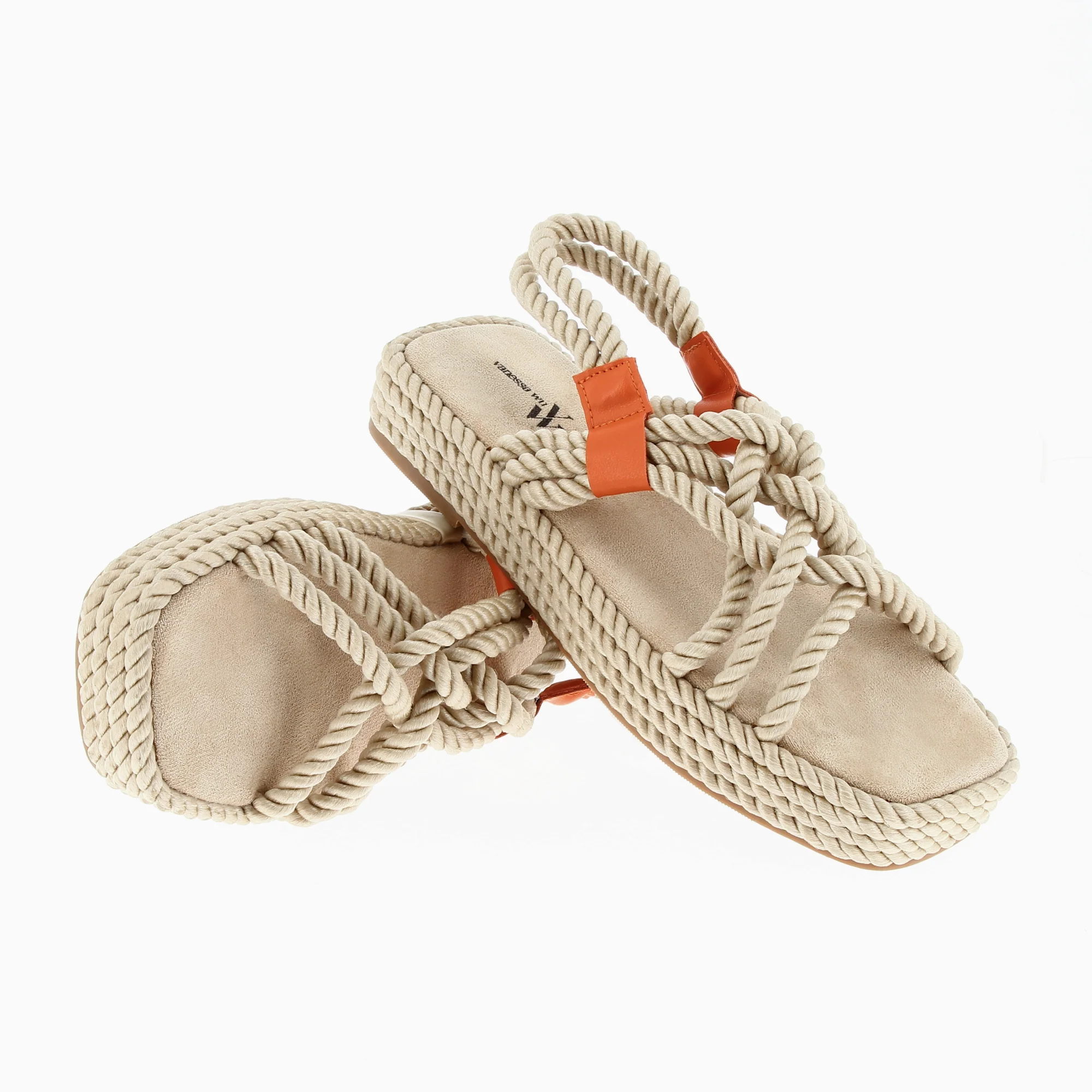 Sandales plates-Sandales en corde Anya beige à plateforme