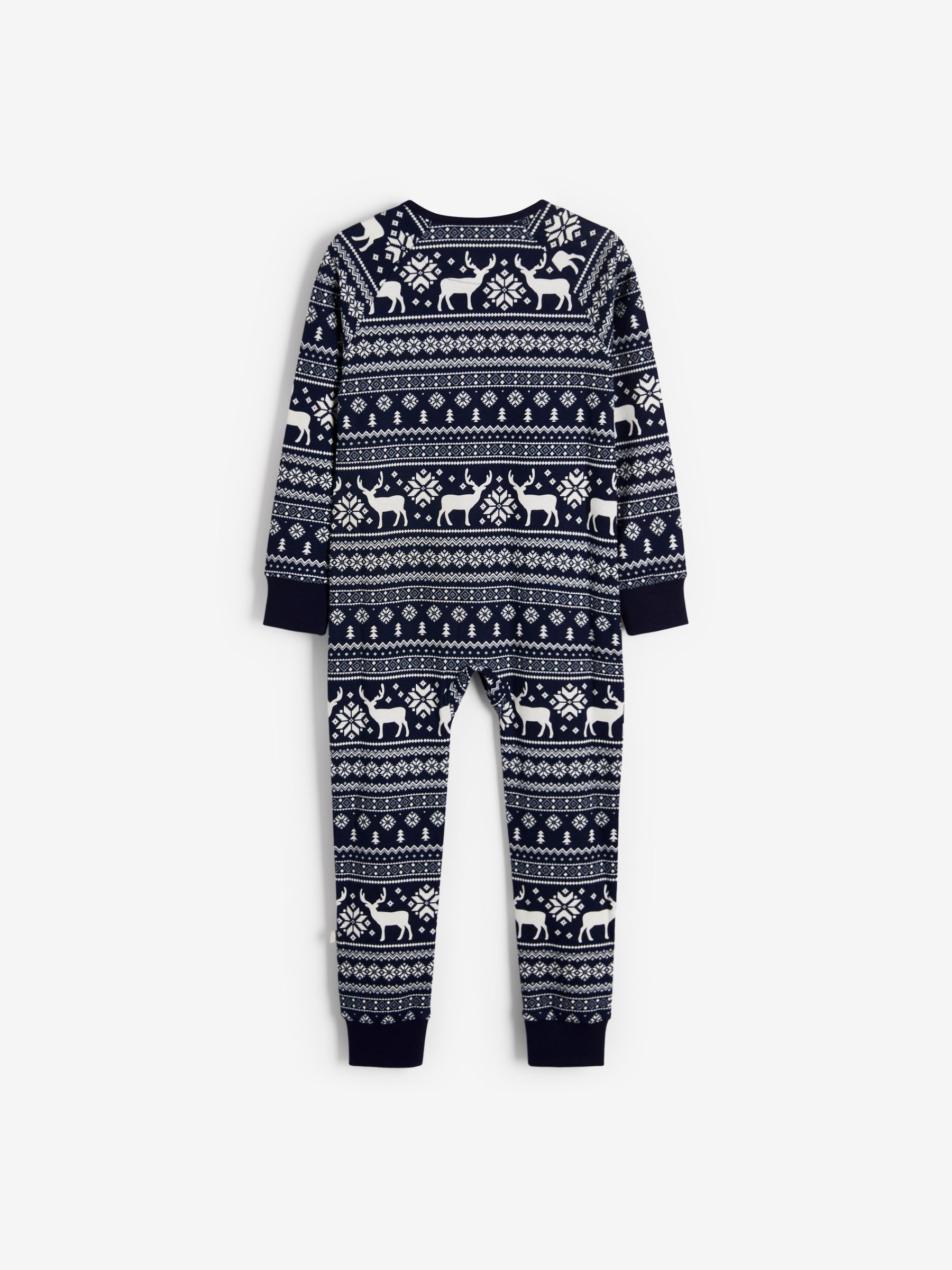 Blauw - The Little Tailor Kids Rendier kerstmis fair isle-patroon 100% katoen alles-in-één