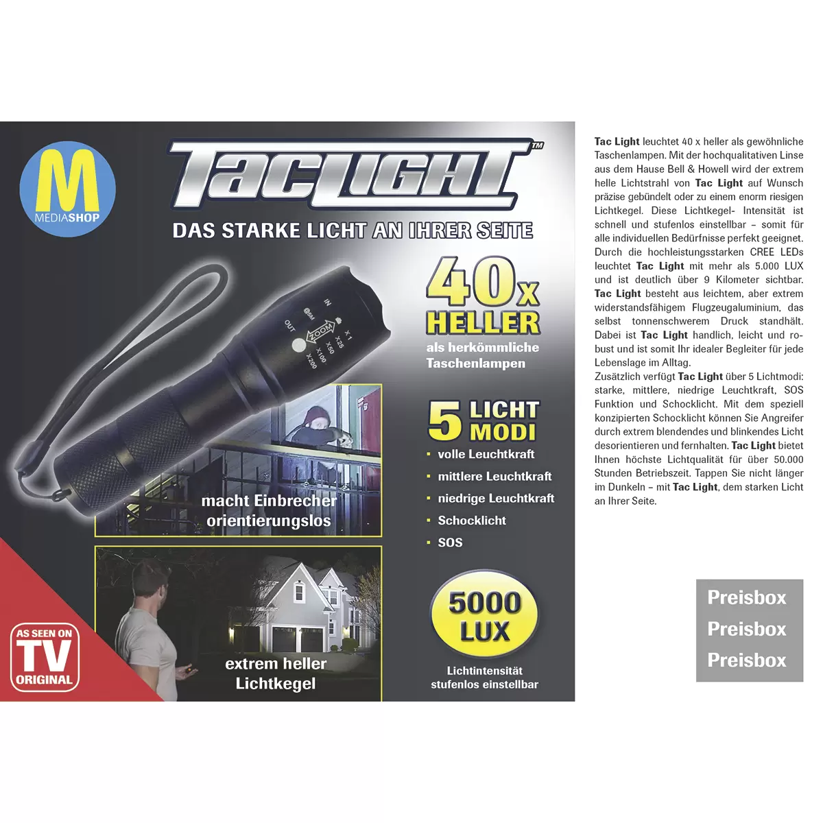 Taschenlampe Tac Light 5000Lux