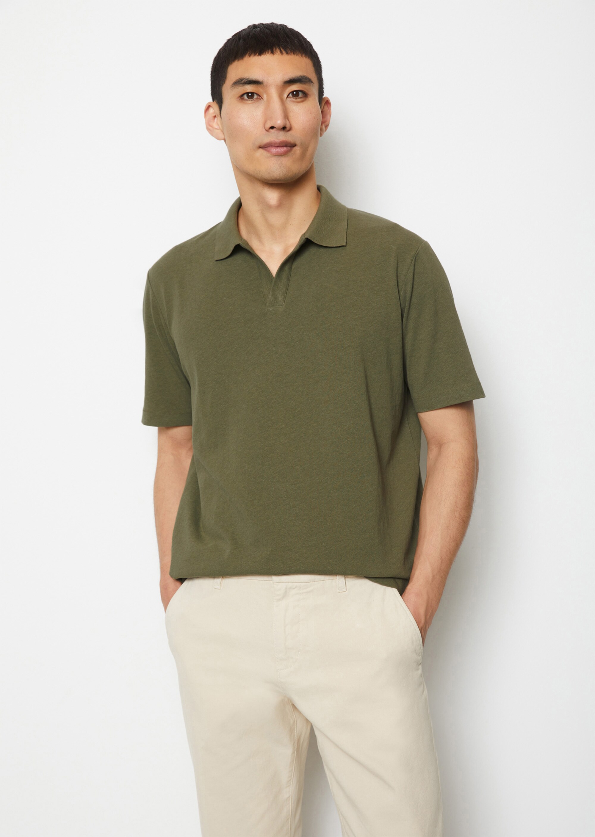 Poloshirt Jersey regular aus Bio-Baumwolle und Leinen