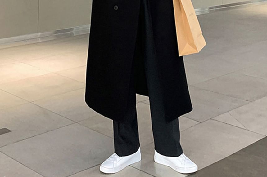 DragonRoad - Peak Lapel Plain Midi Button Coat