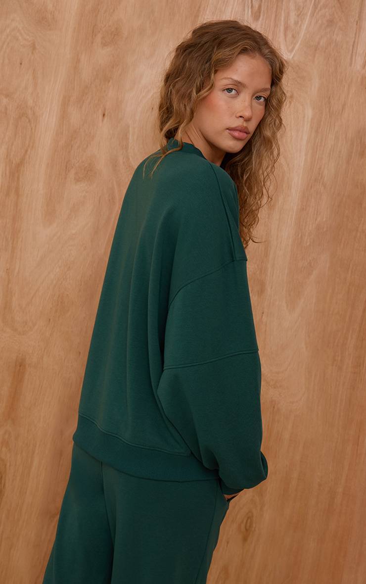 Pine Green Sweat-shirt Ras Du Cou En Jersey Interlock