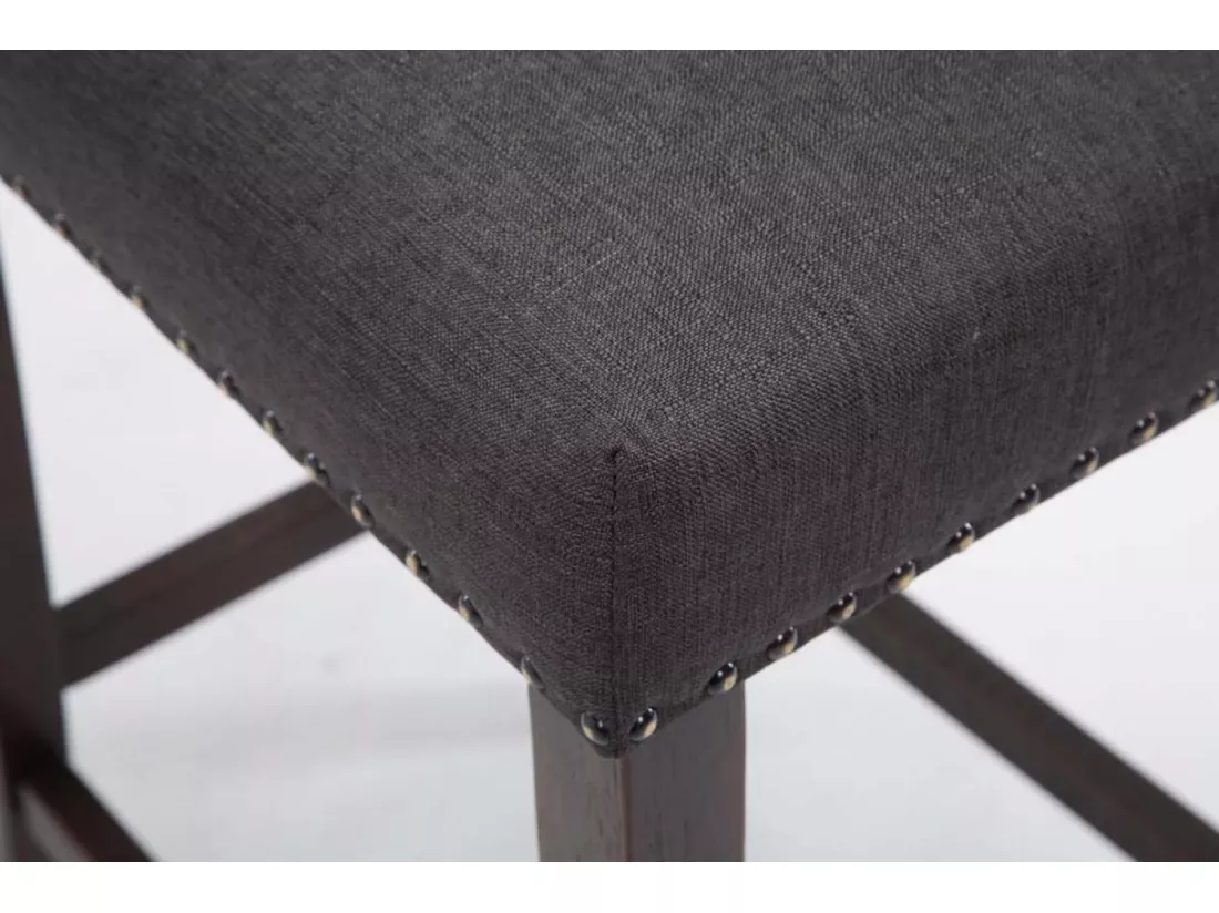 Lot de 2 Tabourets de bar - Tissu & Bois - Gris foncé - Louise