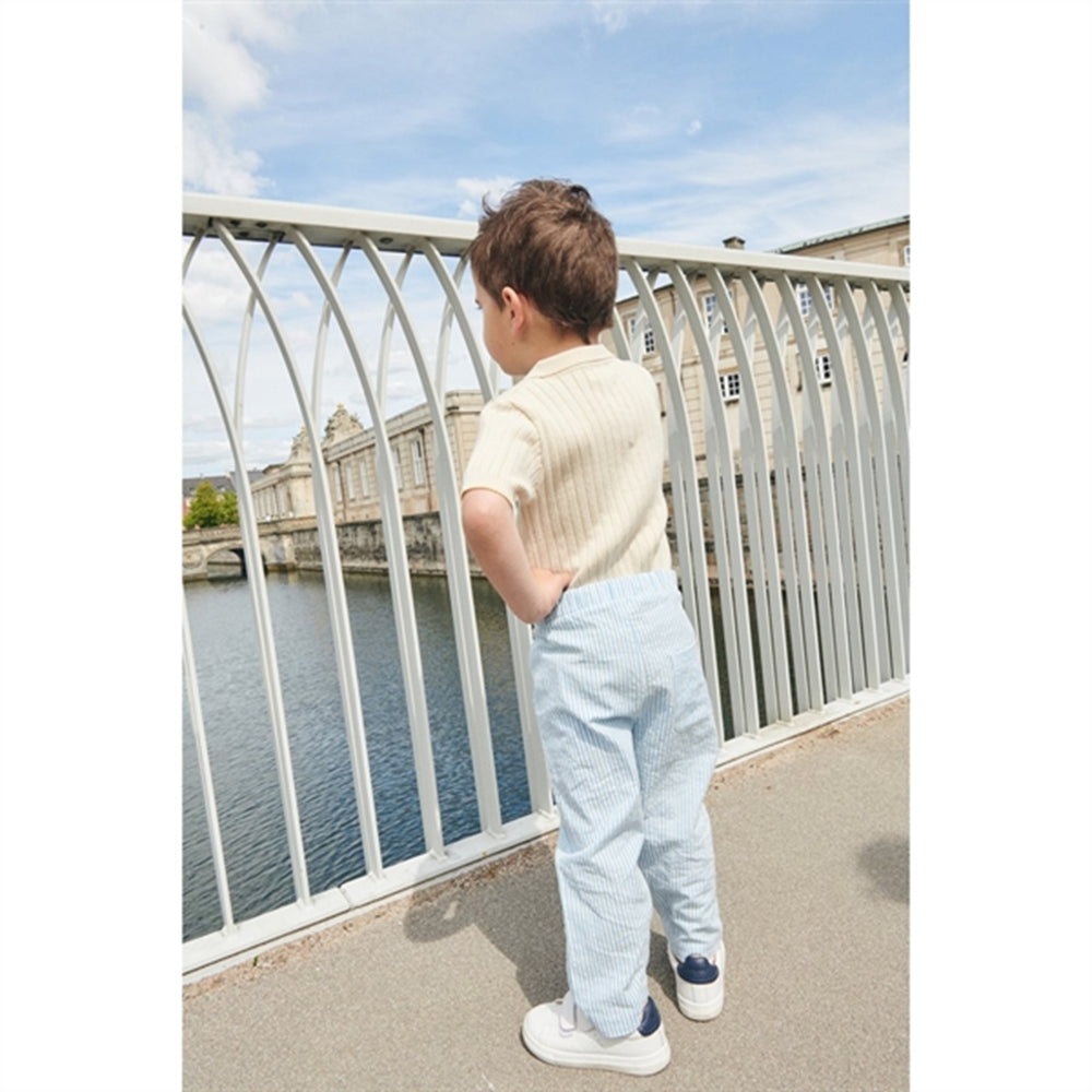 Køb COPENHAGEN COLORS Sky Blue W Cream Stripe Seersucker Bukser