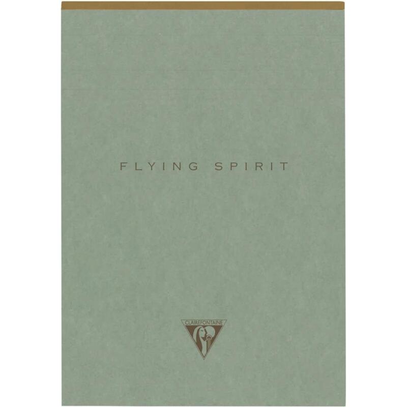 Flying Spirit Green bloc entoilé entête 14,8x21cm 140p détach. Ligné motifs assortis papier ivoire 90g - Vert de gris
