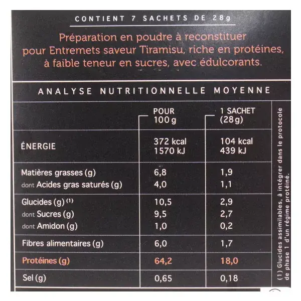Sobremesa Tiramisu Rica em Proteínas Protifast - 7 sachês
