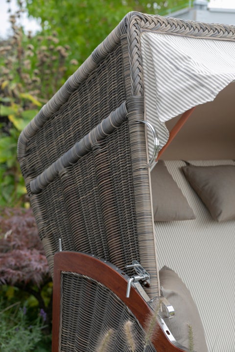 Strandstoel Nordstrand mahonie PE grijs design 500