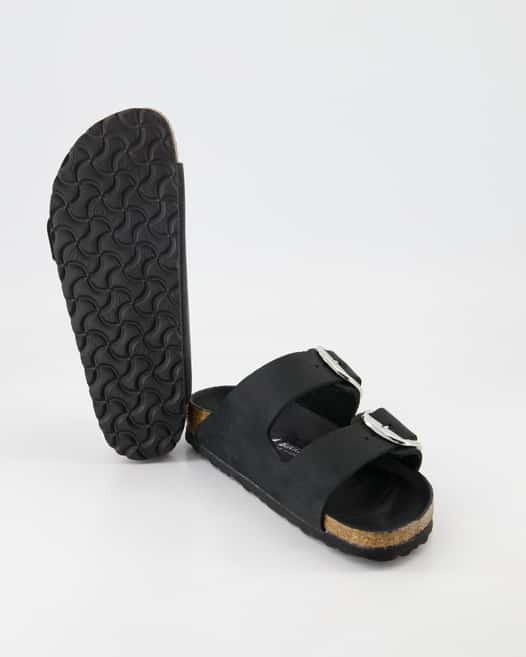 Birkenstock Arizona Big Buckle Leder geölt Pantoletten in Schwarz