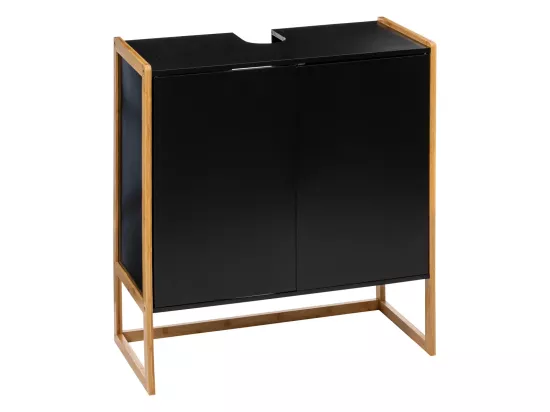 Meuble bas sous lavabo pour salle de bain en MDF coloris noir / naturel