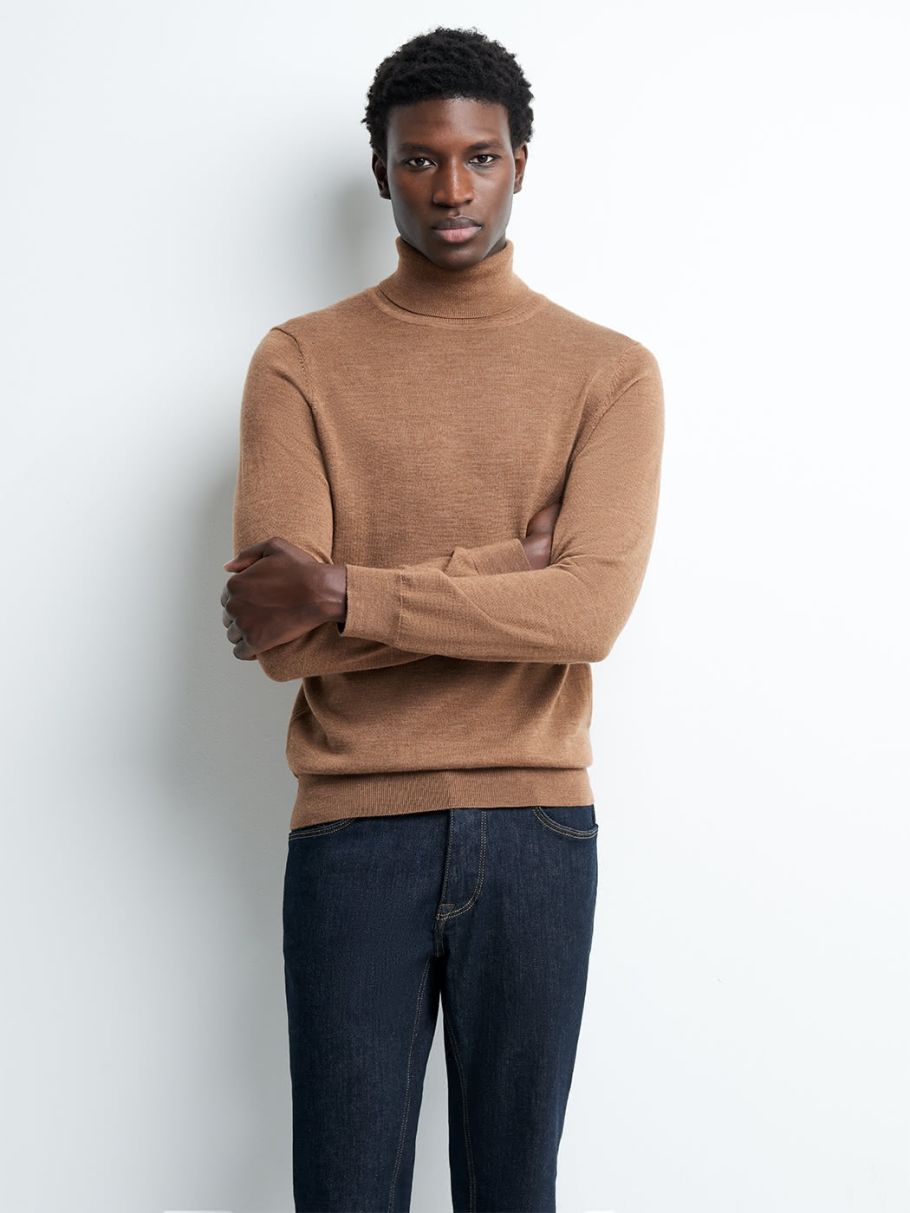Pull col roulé en laine mérinos