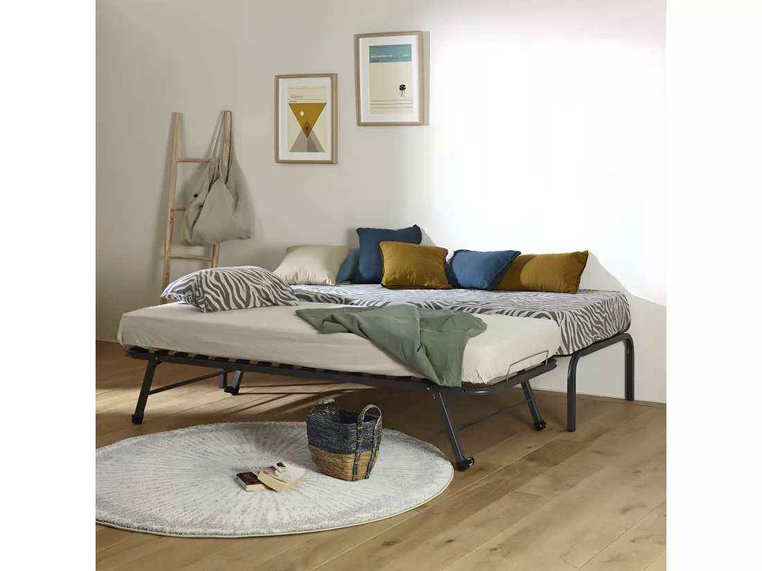 Sommier supérieur 70x190 cm metal gris STRATA