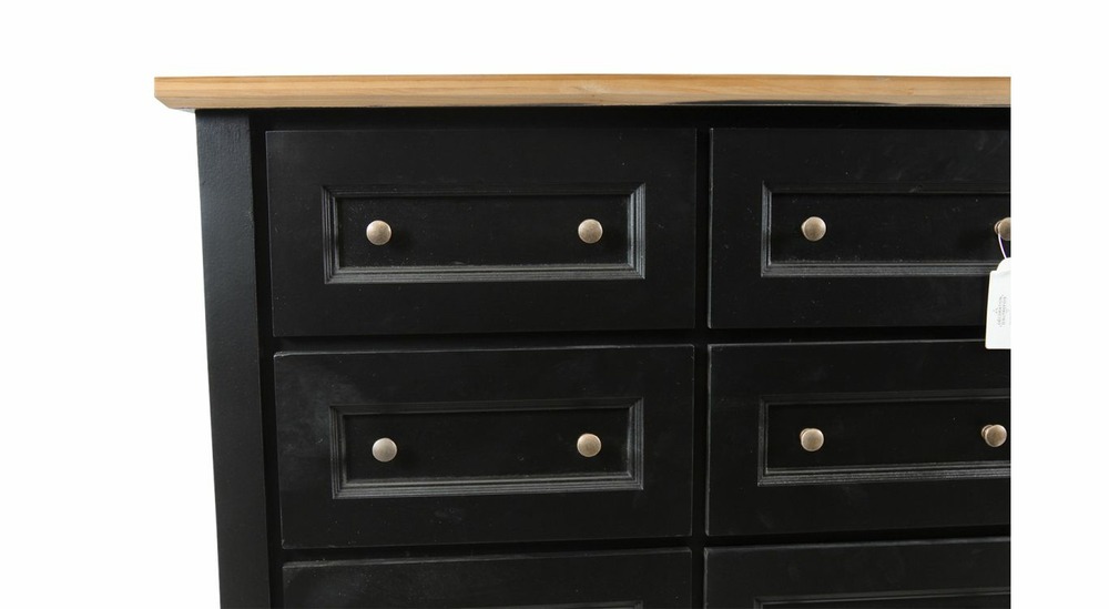 Commode 6 tiroirs bois noir 100x49x73.8cm - bois-mdf