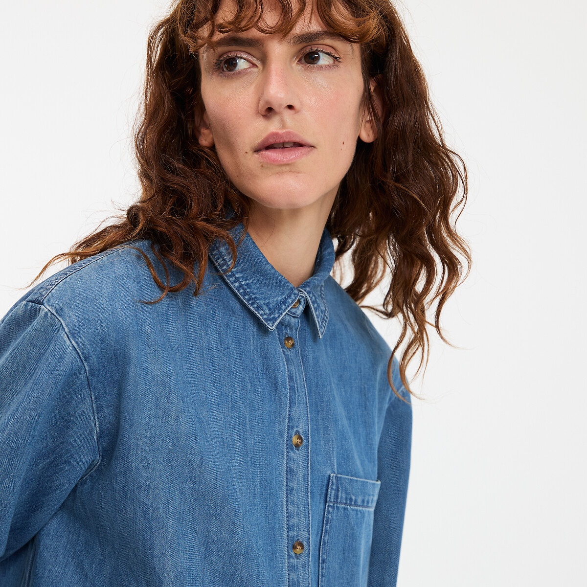 COLEÇÕES LA REDOUTE<br>Camisa jeans de puro algodão, Assinatura MARLÈNE