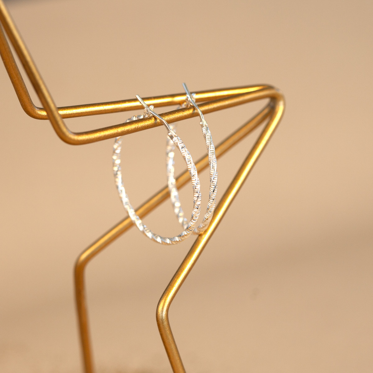 Créoles argent 925 torsadées 34.15 mm