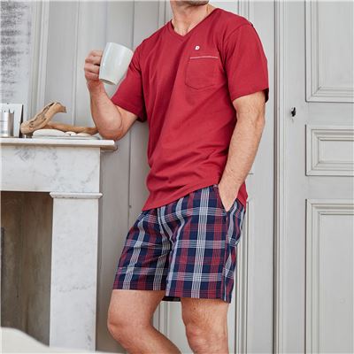 Pyjama short pour homme à carreaux écossais - DODO HOMEWEAR
